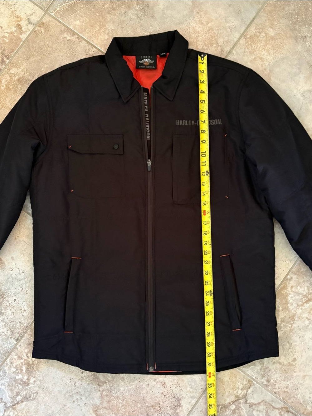 Harley Davidson Men’s XL Tall Quilted Shirt Jacket Black Logo Zip Lightweight - Picture 8 of 12